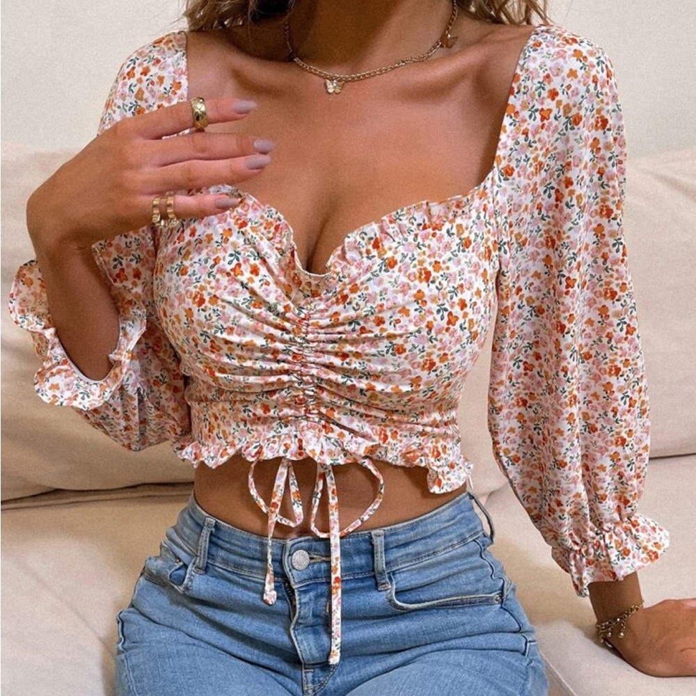 Floral crop quarter sleeve